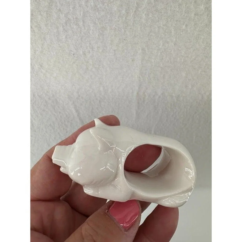 Vintage Shafford Pig Napkin Rings‎ Holders w/ Box Set of 4 White Porcelain